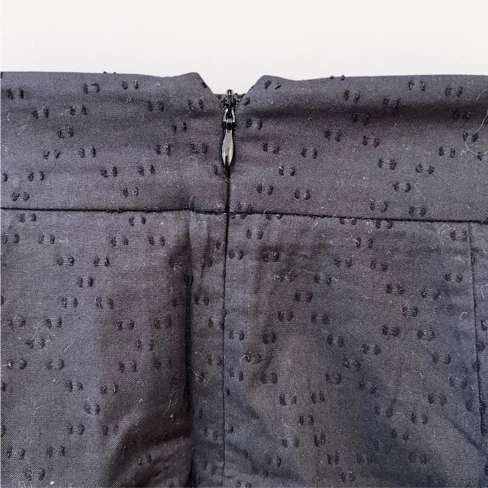 Loft Mini Skirt Skirt Polka Dot Texture Womens Sz. 6 Petite Black Zip Preppy - Picture 3 of 7